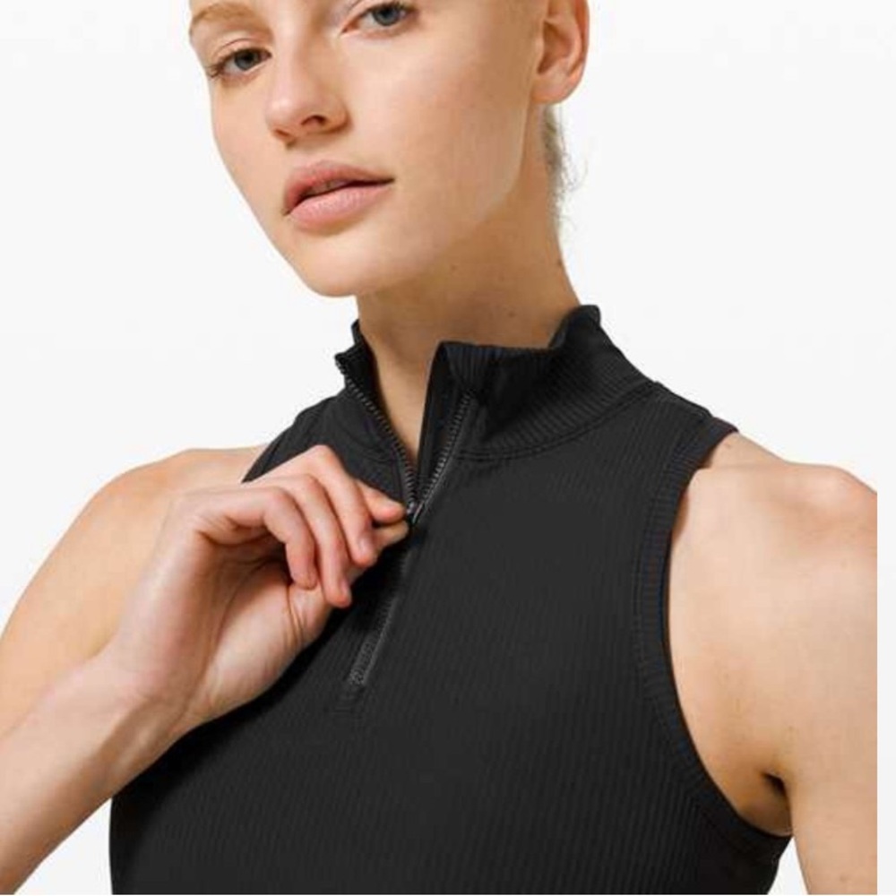 Lululemon Rib Zip-Front Cropped Run Tank Top
